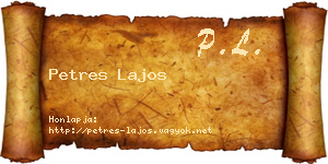 Petres Lajos névjegykártya